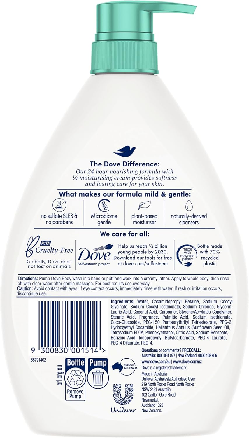 Dove Sensitive Body Wash 1 L image number 6