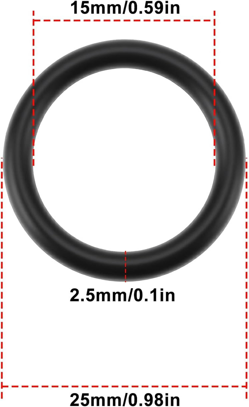 Create Idea 20Pcs Rubber Gasket ID 15Mm OD 20Mm Thickness 2.5Mm for Industrial Equipment Furniture Black Sealing Ring image number 4