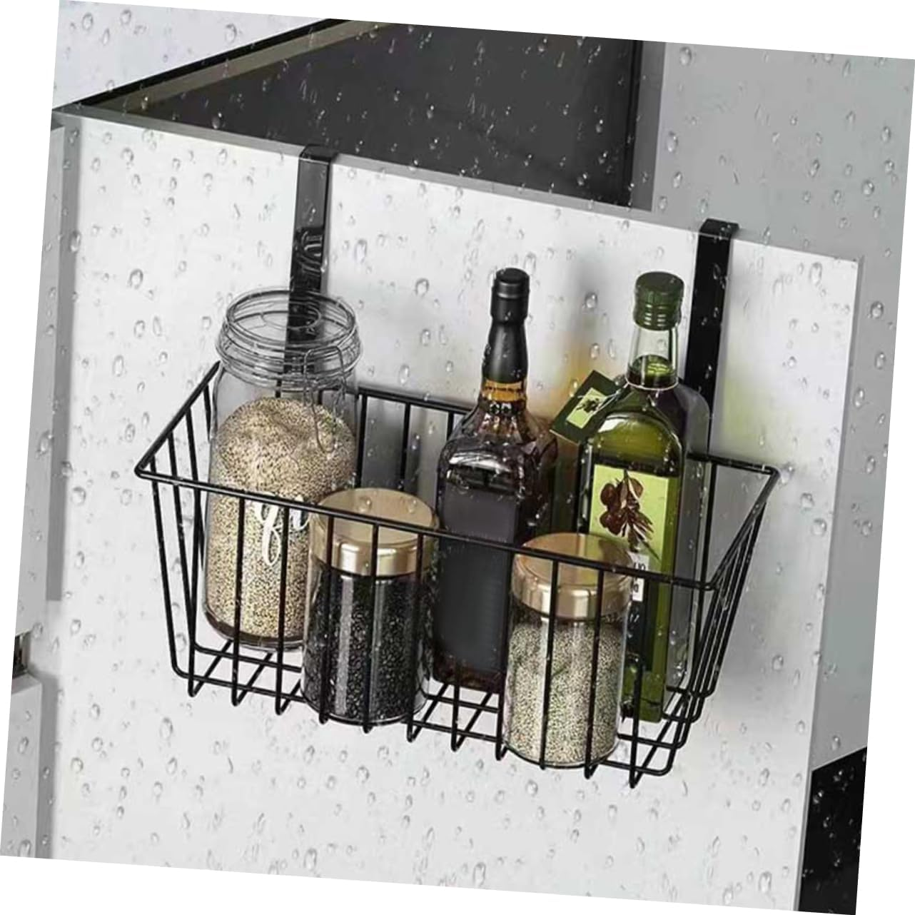 CIYODO 2Pcs Iron Hanging Basket for Bathroom and Kitchen Storage Multi-Use Sundries Rack Space-Saving Toiletries Organizer for Home Dorm and Utility Rooms image number 1