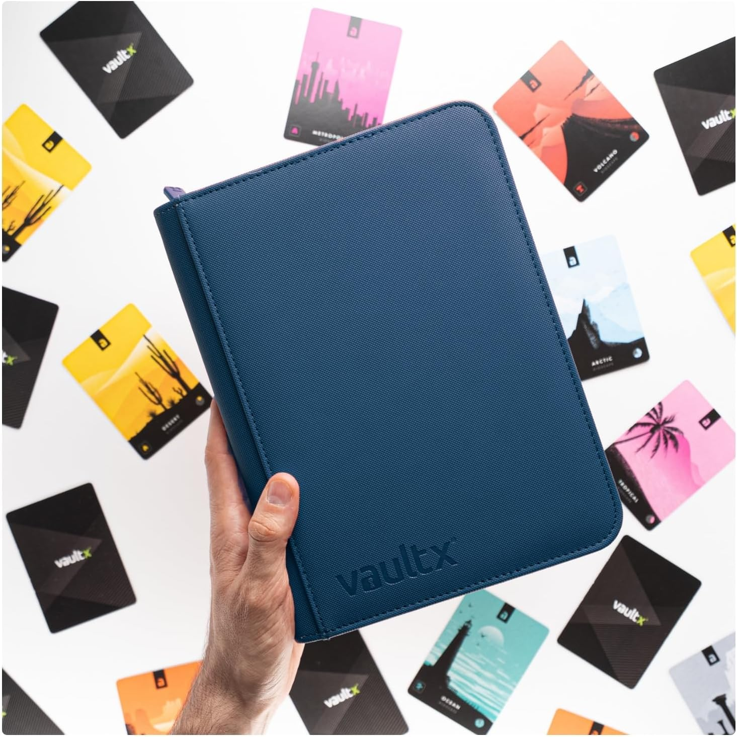 Vault X 4 Pocket Trading Card Zip Binder, 160 Cards, Premium Exo-Tec Album Material, 20 Side-Loading Pages, Folder for Collectible Card Games, Sports, TCG (Blue) image number 4