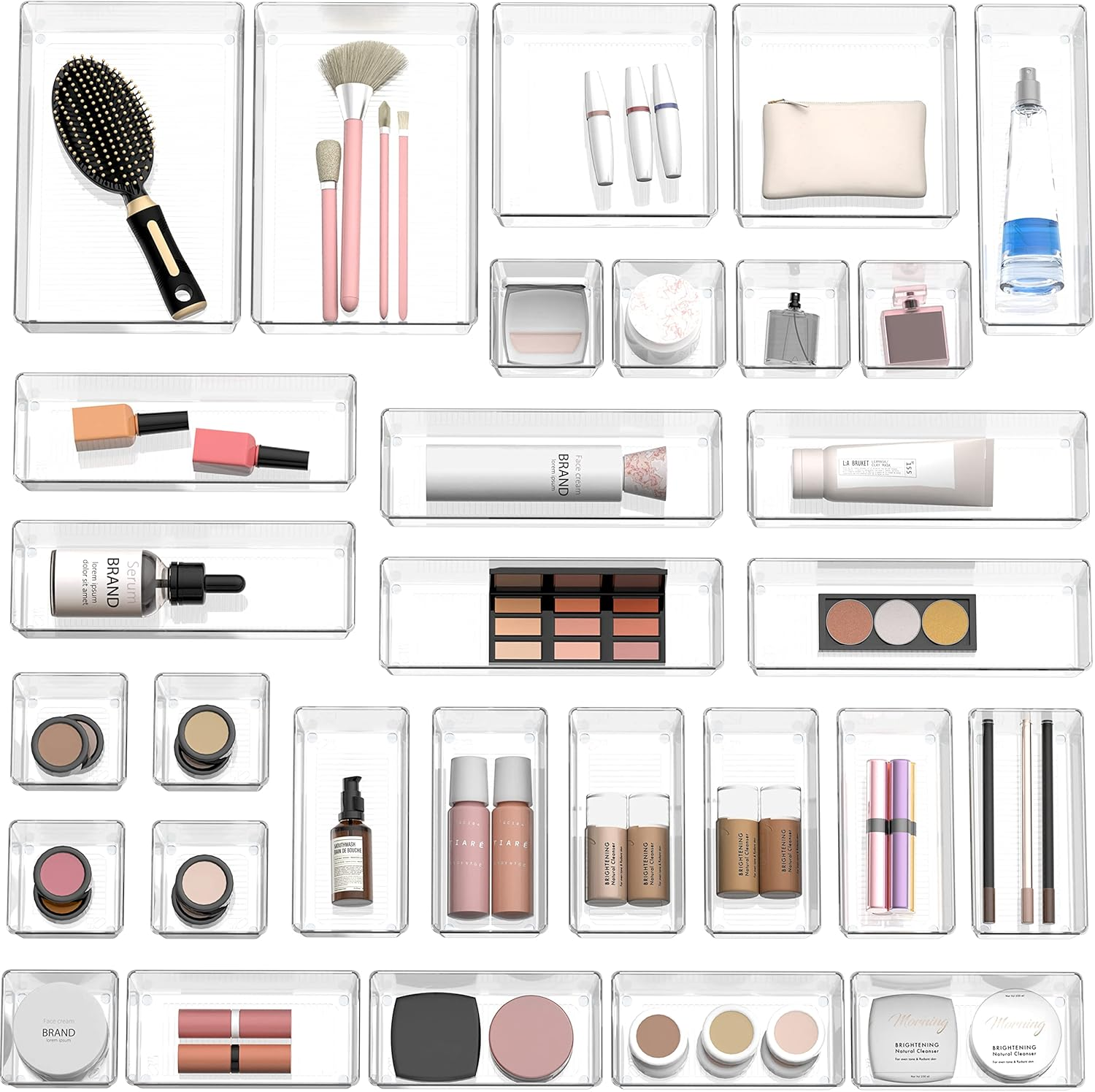 Simplehouseware 30 PCS Clear Drawer Organiser, 5 Size for Makeup, Bathroom and Kitchen Utensils image number 5