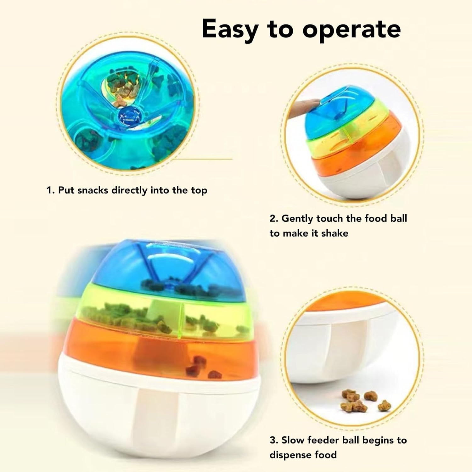 Luqeeg Treat Dispensing Puzzle Toy, Interactive Dog Slow Feeder Toy, Stimulation IQ Training Treat Dispenser Ball Dog Leaky Food Toy Interactive Chase Toy for Pets Increases IQ image number 6