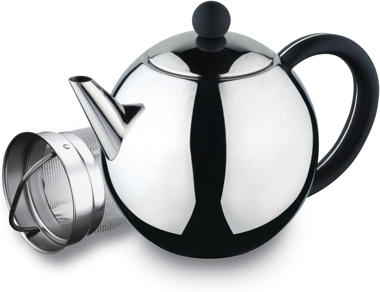 Caf&eacute; Ol&eacute; Grunwerg Rondo Teapot with Infuser - 18/10 Stainless Steel, 17 Oz, 500 Ml image number 2