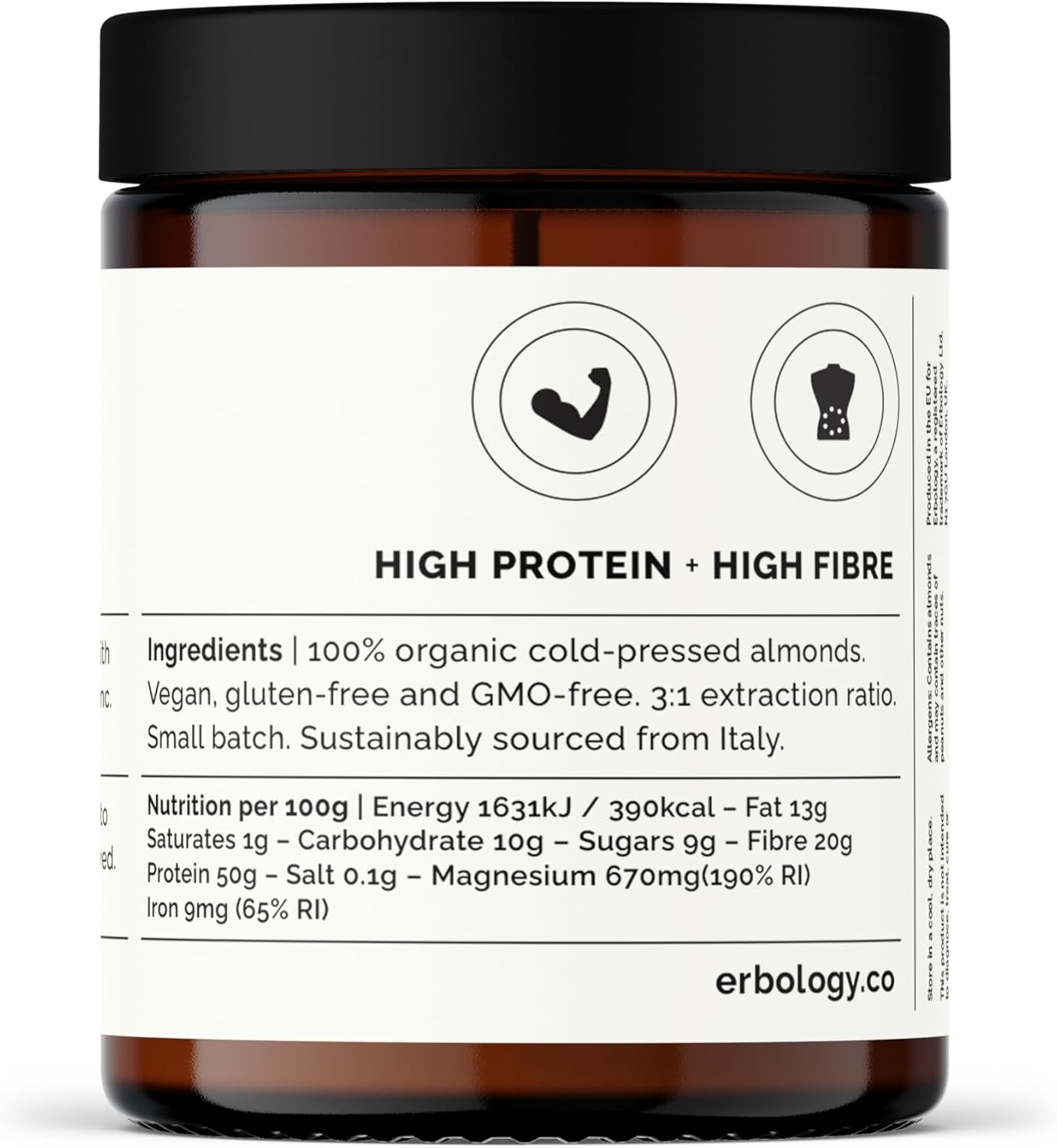 100% Organic Almond Milk Base 90G - Cold-Pressed from Small-Batch Fresh Almonds - Straight from Farm in Italy - Non-Gmo - Recyclable Glass Bottle image number 1