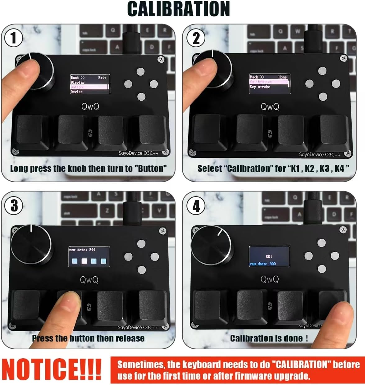 BTXETUEL Sayodevice O3C++ OSU Keyboard Rapid Trigger Hall Switches Magnetic Linear Switches Keyboard with Knob and Screen,Copy Paste,Shotcut,Macro Hotswap Mini Keypad (Black) - Black image number 4