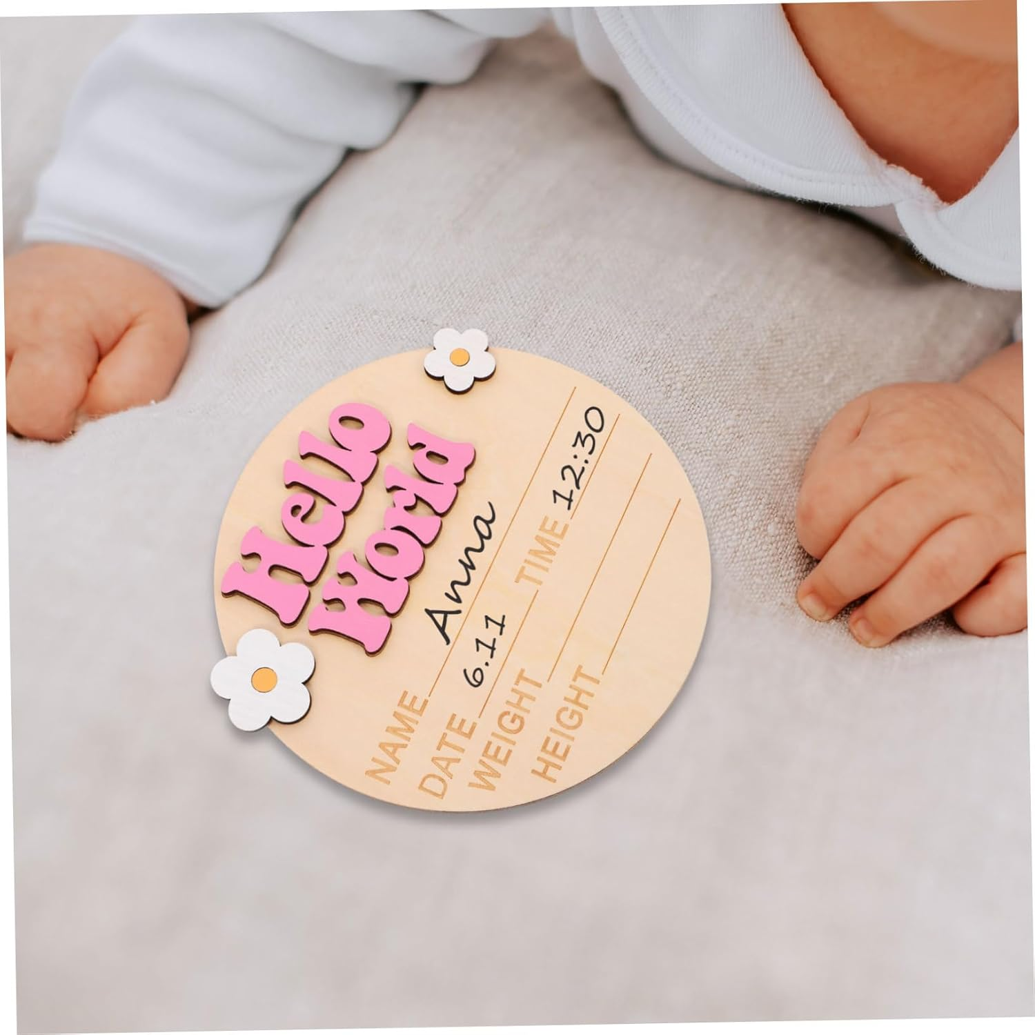 Abaodam Growth Commemorative Card Unisex Birth Announcement Sign Newborn Name Announcement Shower Decor - Multi image number 6