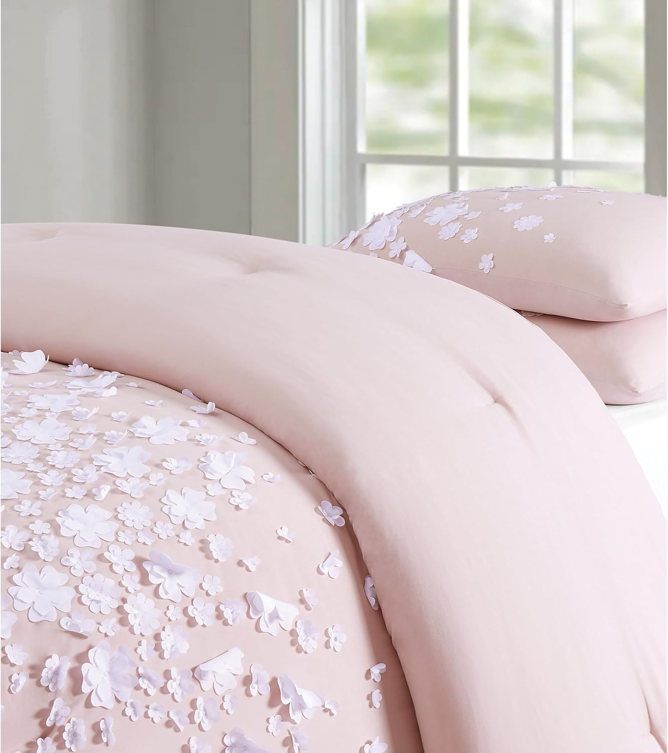 Christian Siriano Confetti Flowers Duvet Set, 3 Pcs, Queen and Full, Blush image number 3