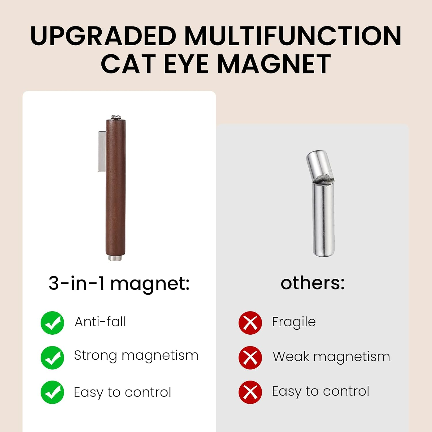 ESUOHYM 3 in 1 Nail Magnet for Cat Eye Gel Polish with Extra 1 PCS Square Magnet, 5 PCS Paper Clips for Heart Flower and Black Hole Nail Art DIY Tools Design Walnut image number 4