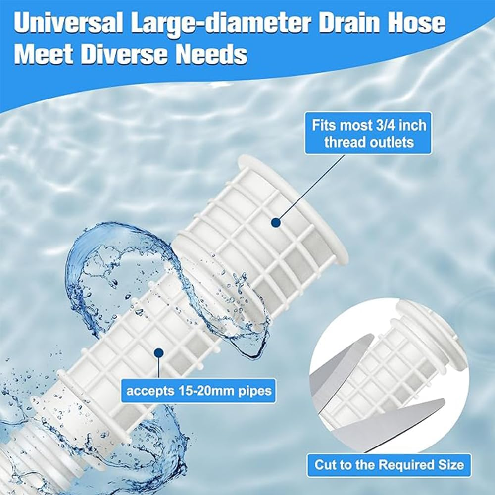 Universal Dehumidifier Drain Hose, 6.5 Feet, White, with Rubber Adapter and Connect Clamp image number 2