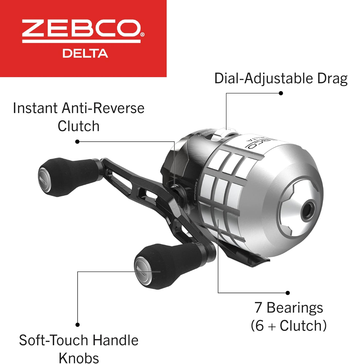 Zebco Delta Spincast Fishing Reel, Instant Anti-Reverse Clutch, All-Metal Gears, Changeable Right- or Left-Hand Retrieve image number 1