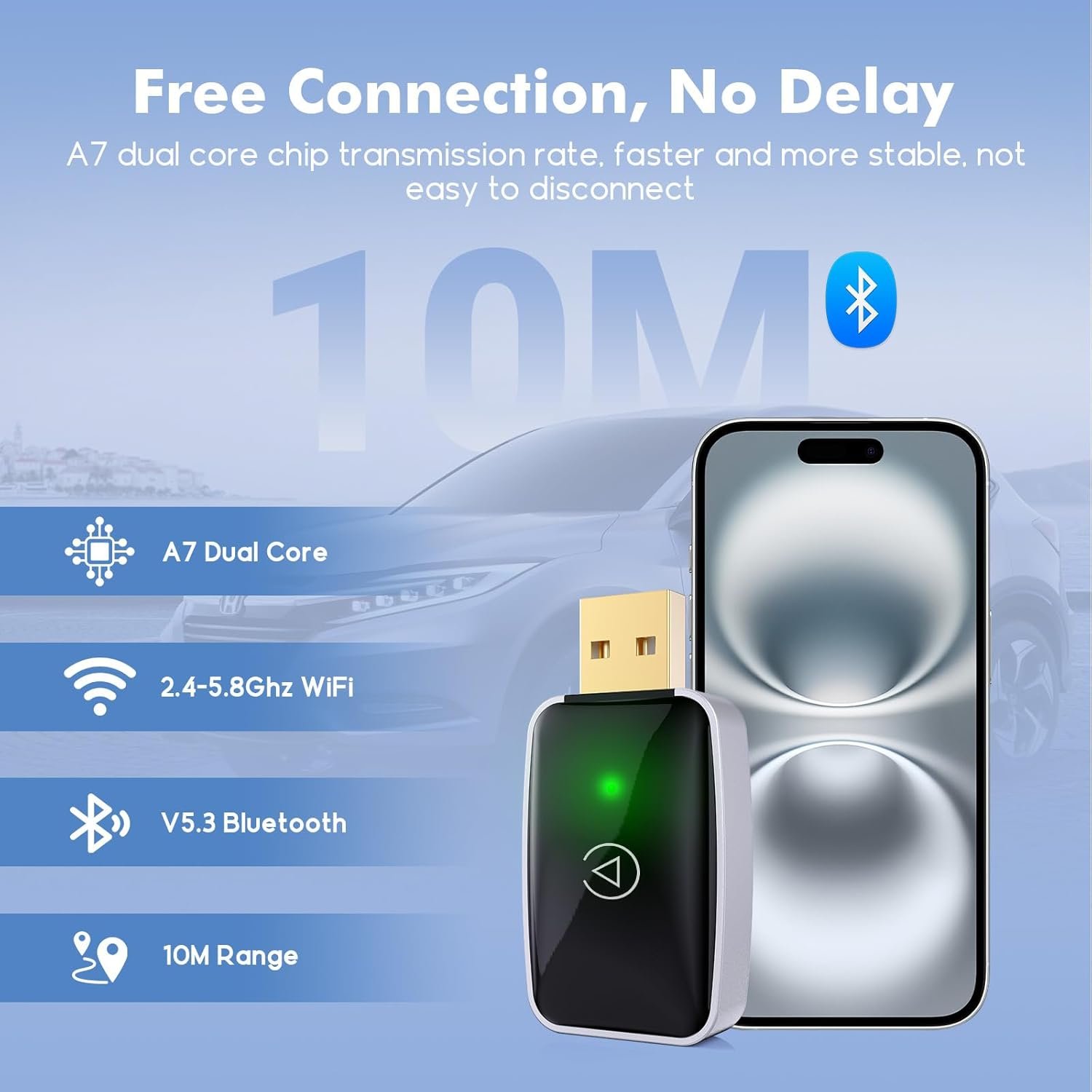 Wireless Carplay Adapter for Iphone/Android, Converts Wired Carplay to Wireless, Plug & Play, Fast Connect, Retains Stock Control, OTA Online Updates, USB-A/C, for Cars from 2017+/Android 10+/ Ios 10+ image number 5