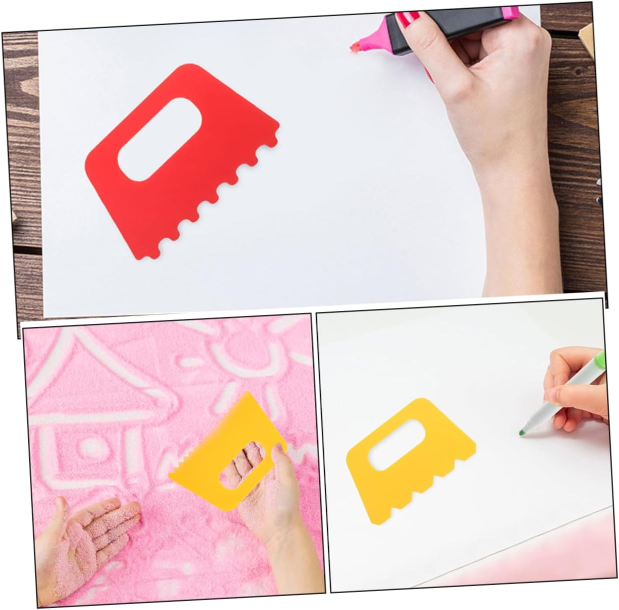 Bestonzon 12Pcs Plastic Painting Scraper Tools Kit Boy Girl Craft Paint Scrapers for Arts Crafts Diy Plastic Boys and Girls Paint Brush for Sand Painting and Drawing image number 6