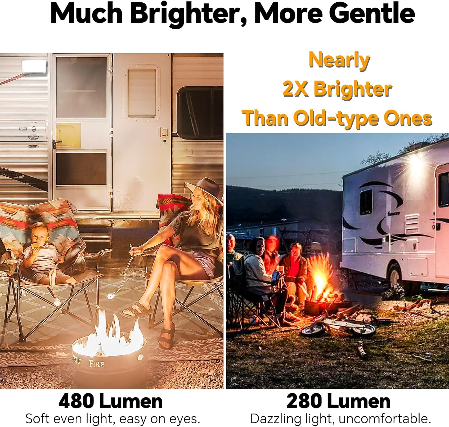 Obeaming RV Porch Light W/Switch 2CCT White Amber Switchable 12V Campervan Exterior Utility LED Replacement Light for Camper Motorhome Caravan and Truck, 410 Lumen & Red Nightlight image number 4