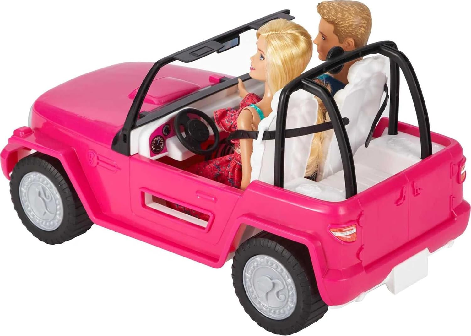 Barbie Beach Cruiser Set with Barbie and Ken Dolls, Pink 2-Seater Toy Car with Open Roof image number 4
