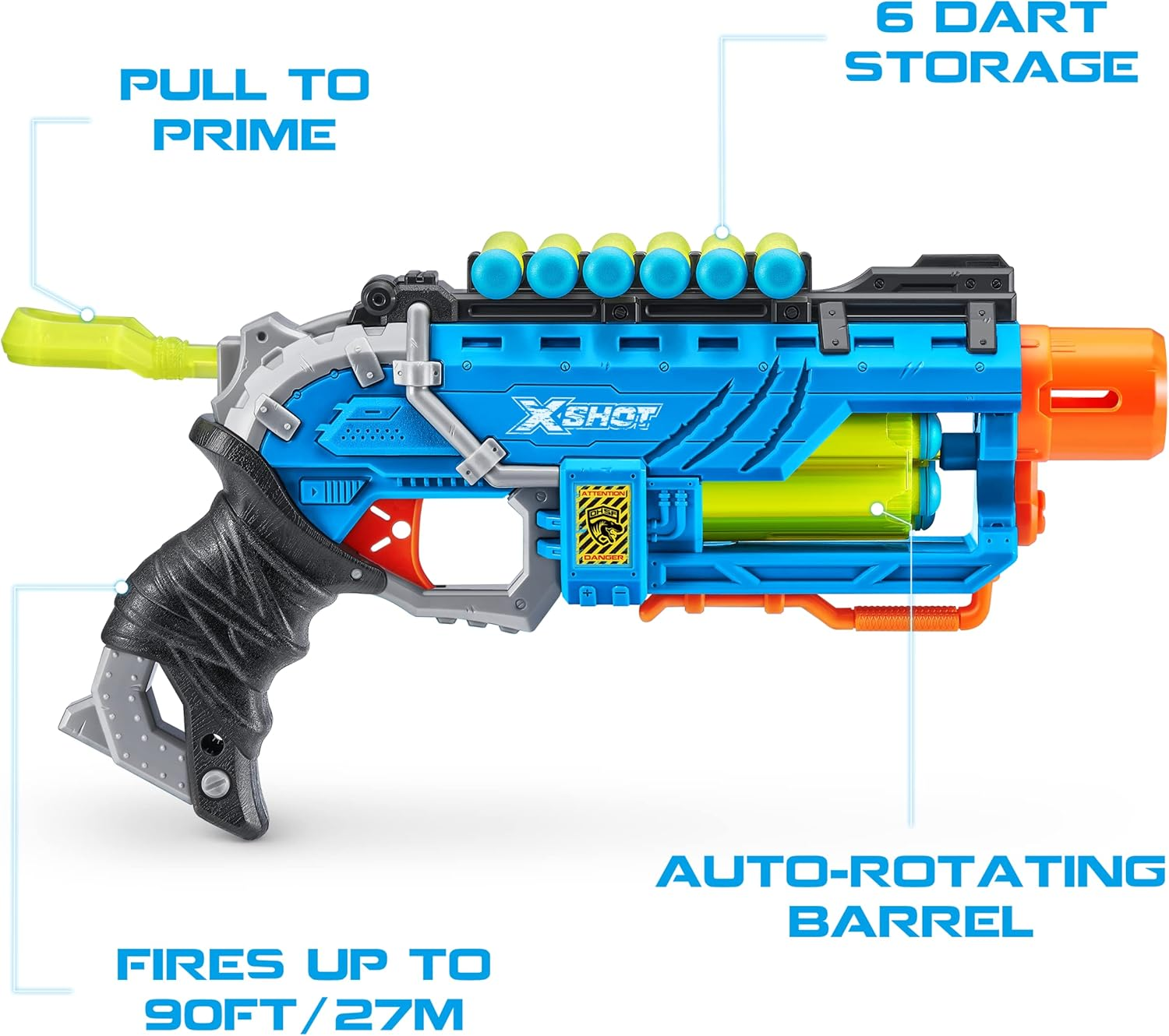 X-Shot 4869-2022 Attack Dino Striker Foam Blaster (6 Medium Egg, 48 Darts), Blue, 2 Pack image number 4