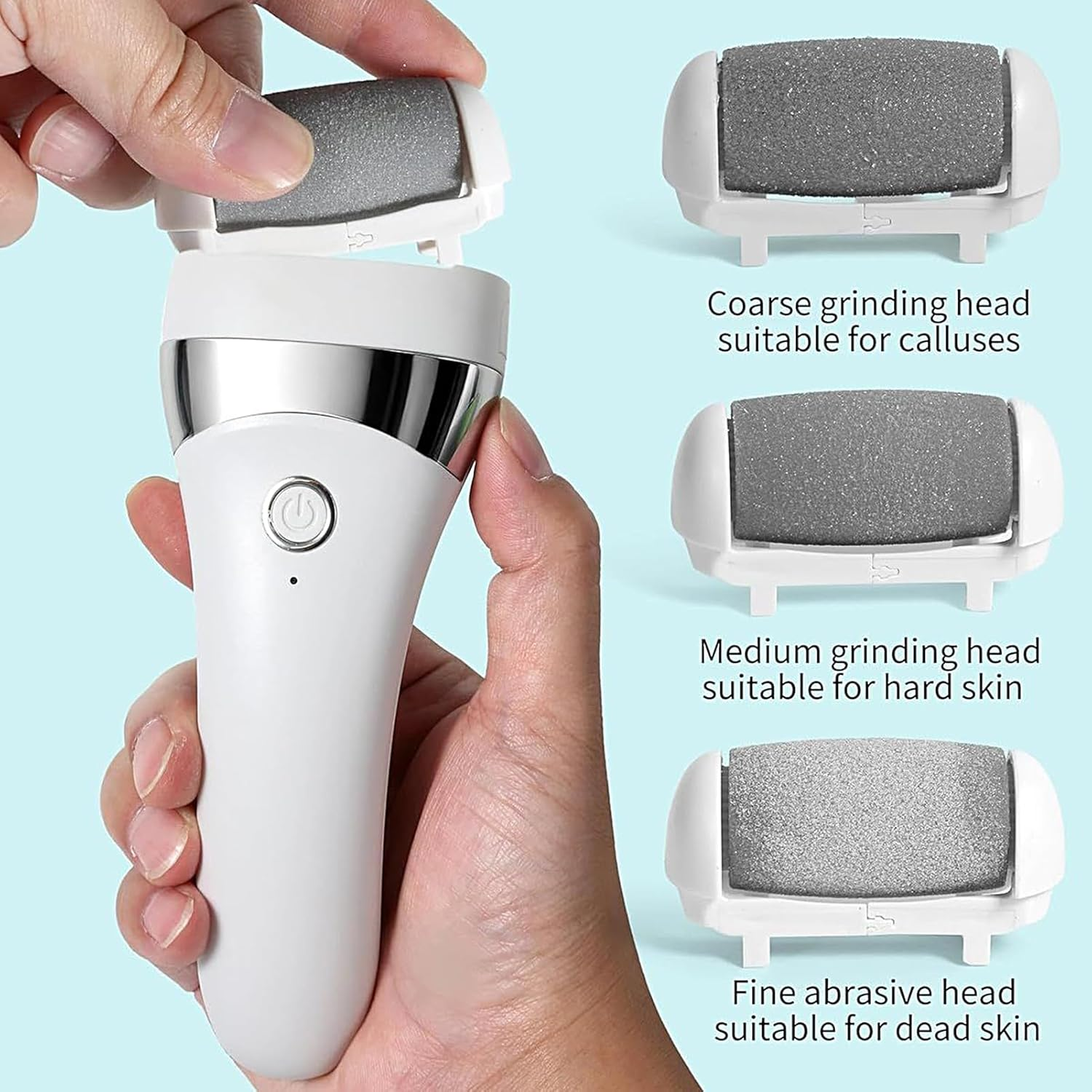 Electric Foot File,Battery Display Rechargeable with 3 Heads - Electric Callus Remover for Feet,For Cracked Dry Hard Skin Heel Care Home Travel Spa Women Men Birthday image number 5