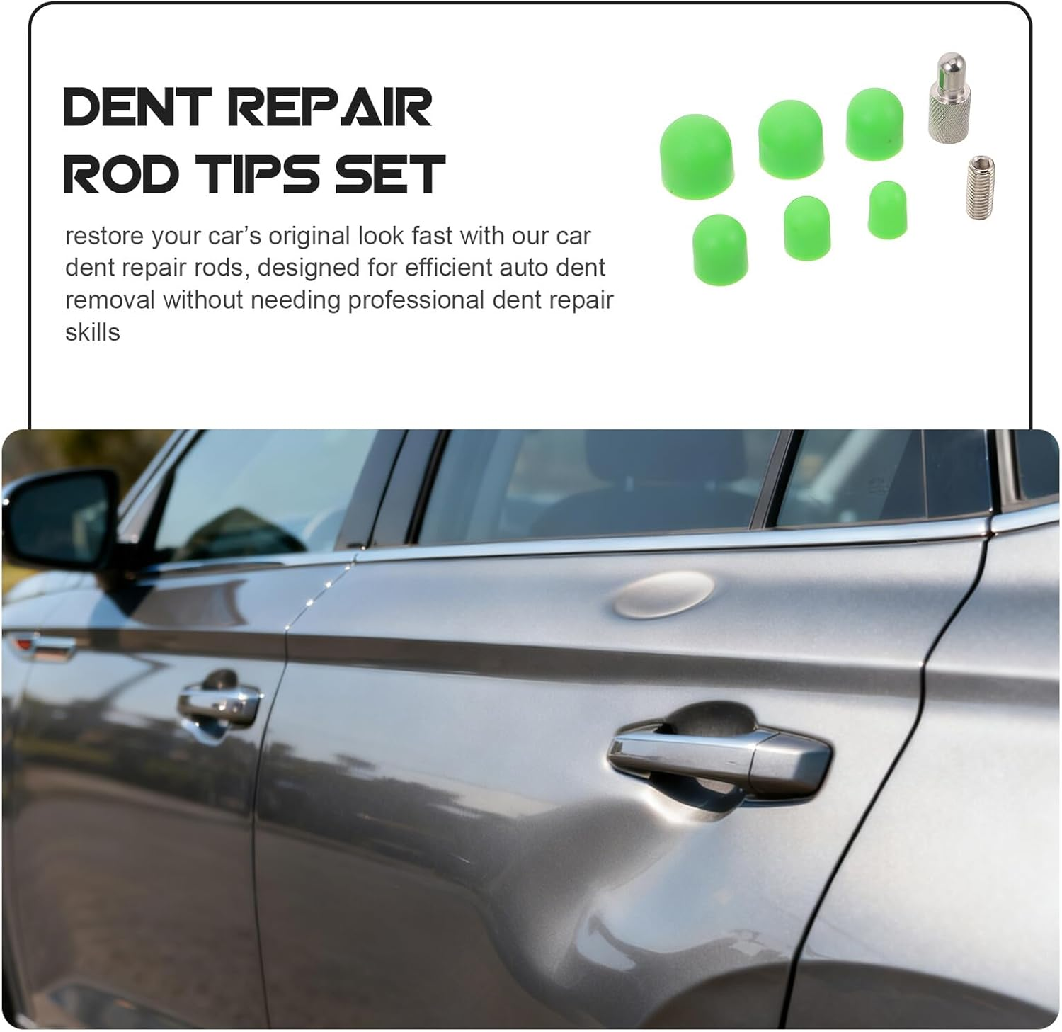 Happyyami 6Pcs Car Dent Tap down Pen Tips Auto Body Dent Removal Rod Kit DIY Paintless Repair Tools Portable Automotive Accessories Kit