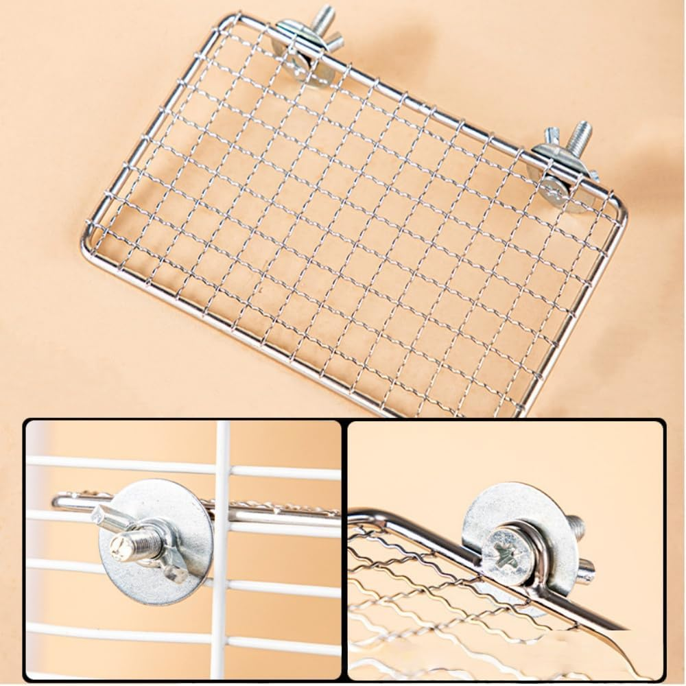 FACAING 2 Pcs Stainless Stee Bird Perches Platform for Bird Cage Accessories,Birds-Safe Bite Resistant Shelves and Easy Clean Bird Shelf Stand for Conures, Cockatiel, Budgie and Love Birds