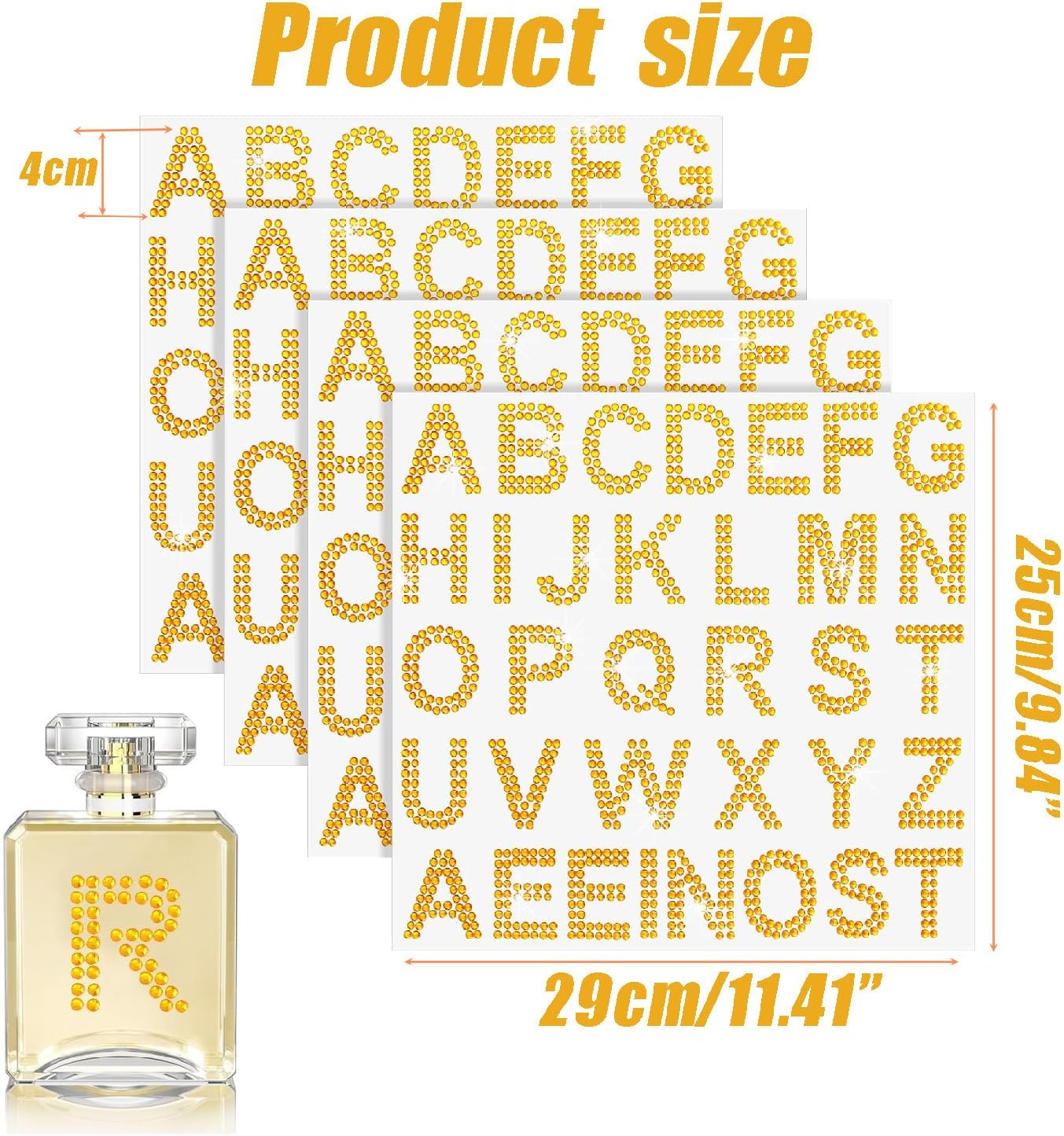 Wzenclave 6 Sheets Rhinestone Letters Stickers, Glitter Self Adhesive Diamond Alphabet Stickers Crystal Gem Border Sticker,Diy Decorative Self-Adhesive Sticker, Used for Suitcases, Books, Clothing