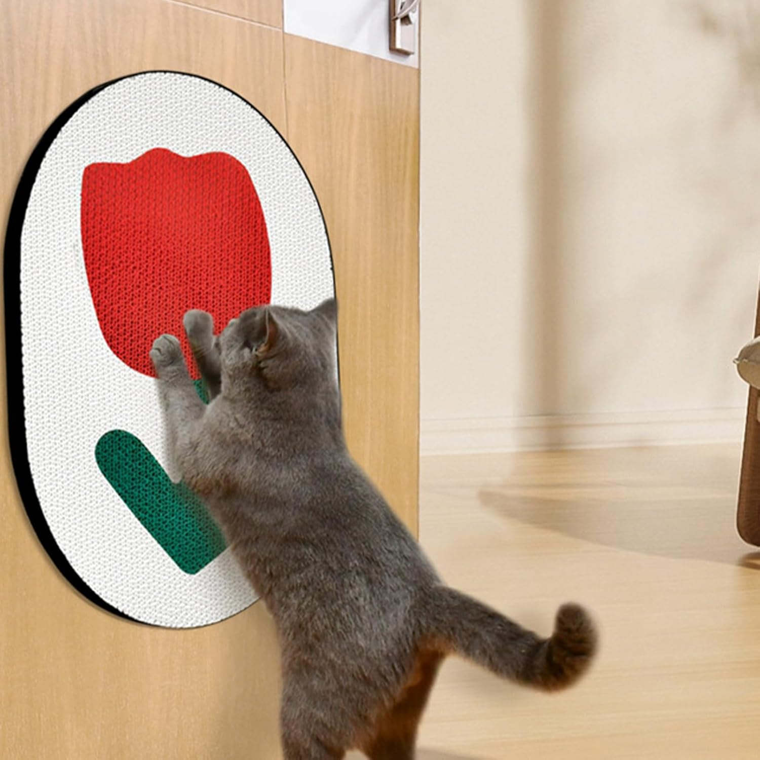 Wall Mounted Cat Scratch Board, Scratch Resistant Wearable Decorative Tulip Pattern Kitten Scratching Pad, Cat Scratcher Cat Scratching Post Wall Sticker Claw Grinder for Large Cats and Kittens image number 1