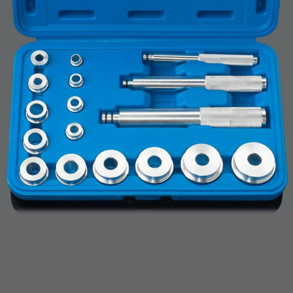 17Pcs Bearing and Seal Install Driver Set, Alu Um Alloy Wheel Bearing & Seal Bush Driver Set Removal Tool for Cars Bikes Wheel Axle Bushing Installation Kit Blue image number 3