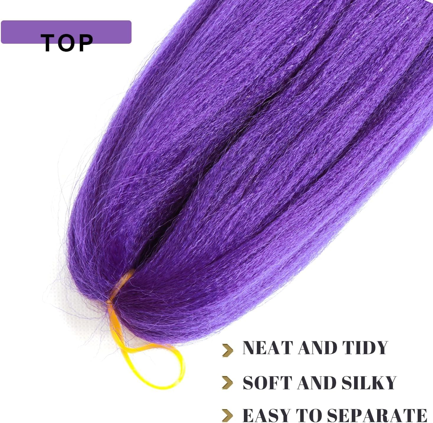 Pre-Stretched Synthetic Purple Braiding Hair Extensions for Kpop Cosplay and Halloween Costume, Pack of 2 - SZTTY (Purple, 26Inch) image number 3