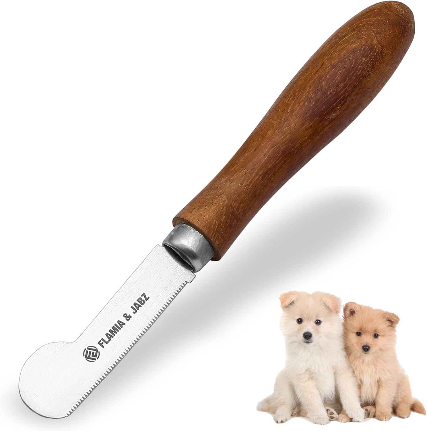 Professional Stripping Knife for Dogs & Pets, round Wooden Handle Grip with Stainless Steel Blade (Extra-Fine, Right Handed)