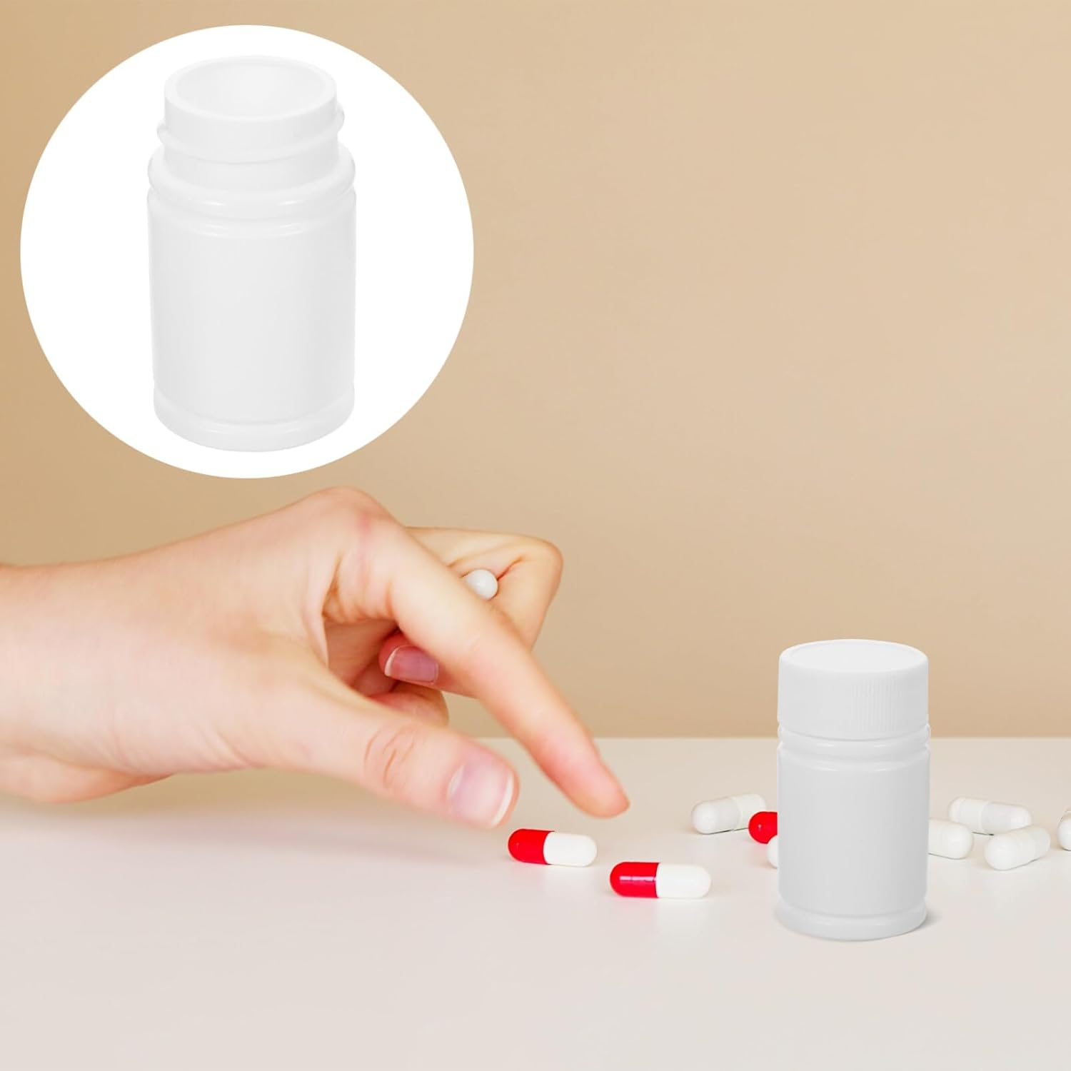 Iplusmile 12Pcs White HDPE Pill Bottles, 20ML Empty Medicine Storage Bottles with Screw Cap, Travel Pill Organizer Vials Tablet Holder Container image number 6