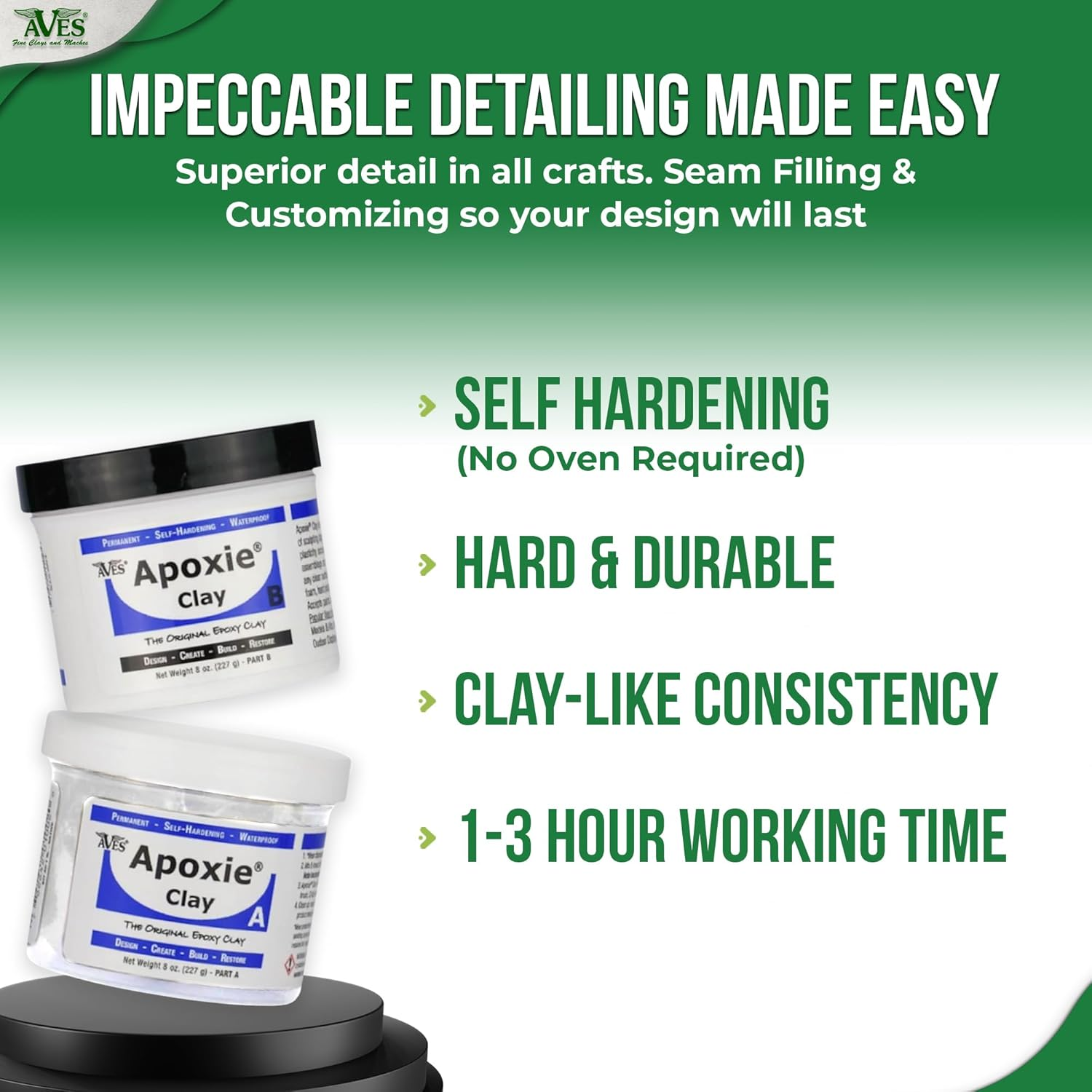 Apoxie Air Dry Clay for Professionals - Self Hardening Modelling Clay, Waterproof Sculpting Clay Made for Detail - No Cracking Modelling Clay - 2 Part Epoxy Clay for Sculpting, White (0.5Kg)