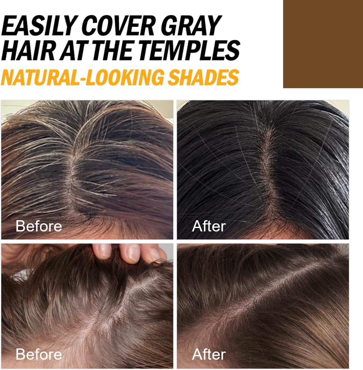 Hair Color Stick Comb Hair Dye Pen Instant Portable Hair Dye Comb Root Hair Mascara for Gray Hair Coverage, 2 in 1 Temporary Hair Touch up Dye for Women & Men Blonde Roots Quick Fix (Dark Brown) - Black image number 4