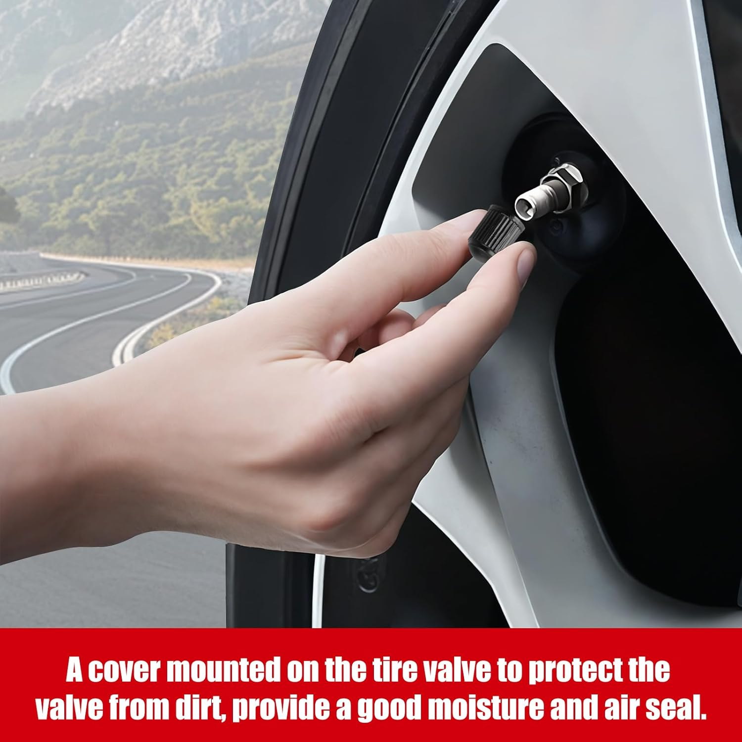 100PCS Tire Valve Caps, Valve Stem Caps with O Rubber Ring, Tire Caps Are Suitable for Bicycles, Cars, Motorcycles, Suvs and Trucks (Black) image number 2