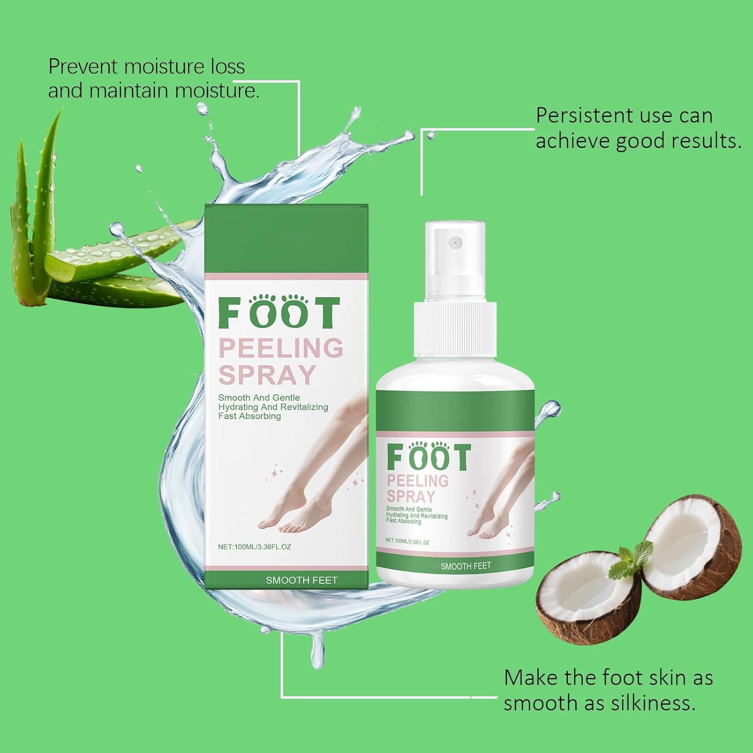 Foot Peeling Spray, Instant Foot Peeling Spray for Feet Exfoliating, Exfoliator & Moisturizing for Smooth Softer Feet for Women Men, Nourishing & Softening, Improve Rough Skin﻿ (1Pcs) - 2Pcs image number 6