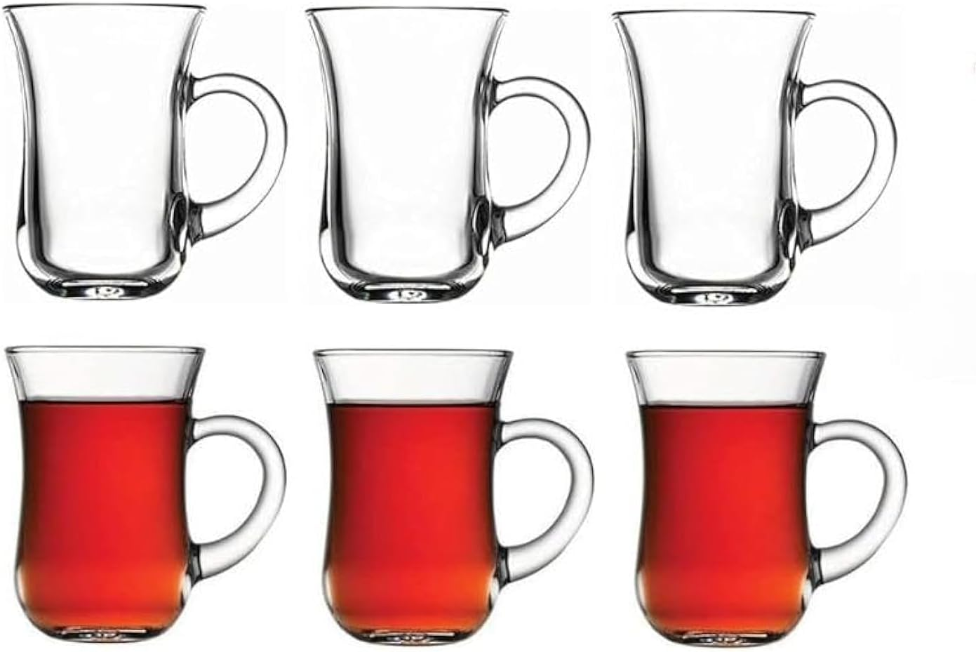 Ums Turkish Tea Glasses with Handle - 6 Pcs Tea Cups, Slim Waist Design and Thick Sole Prevent the Tea from Getting Cold, Capacity 145Cc, 4 3/4 Oz, 2.5'' X 4H image number 3