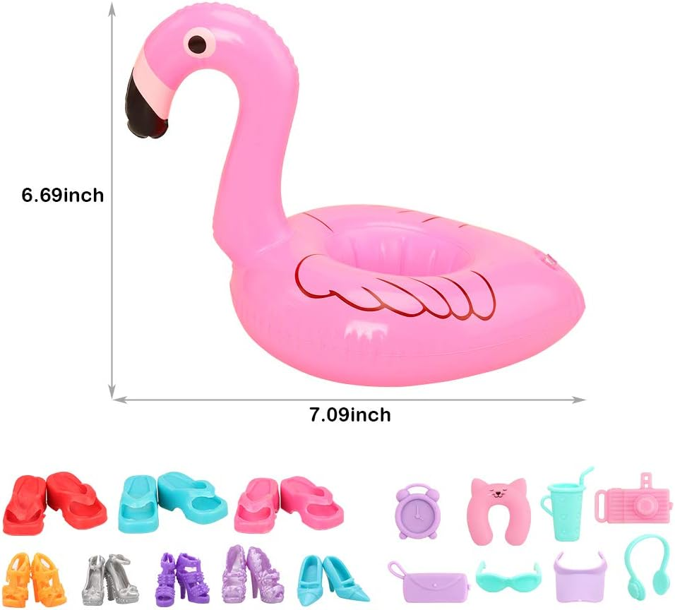 Barwa 4 Swimsuits + Pajamas + 2 Mermaid Dresses + Lifebuoy + Towel + 8 PCS Shoes + 8 Accessories for 11.5 Inch Dolls image number 5