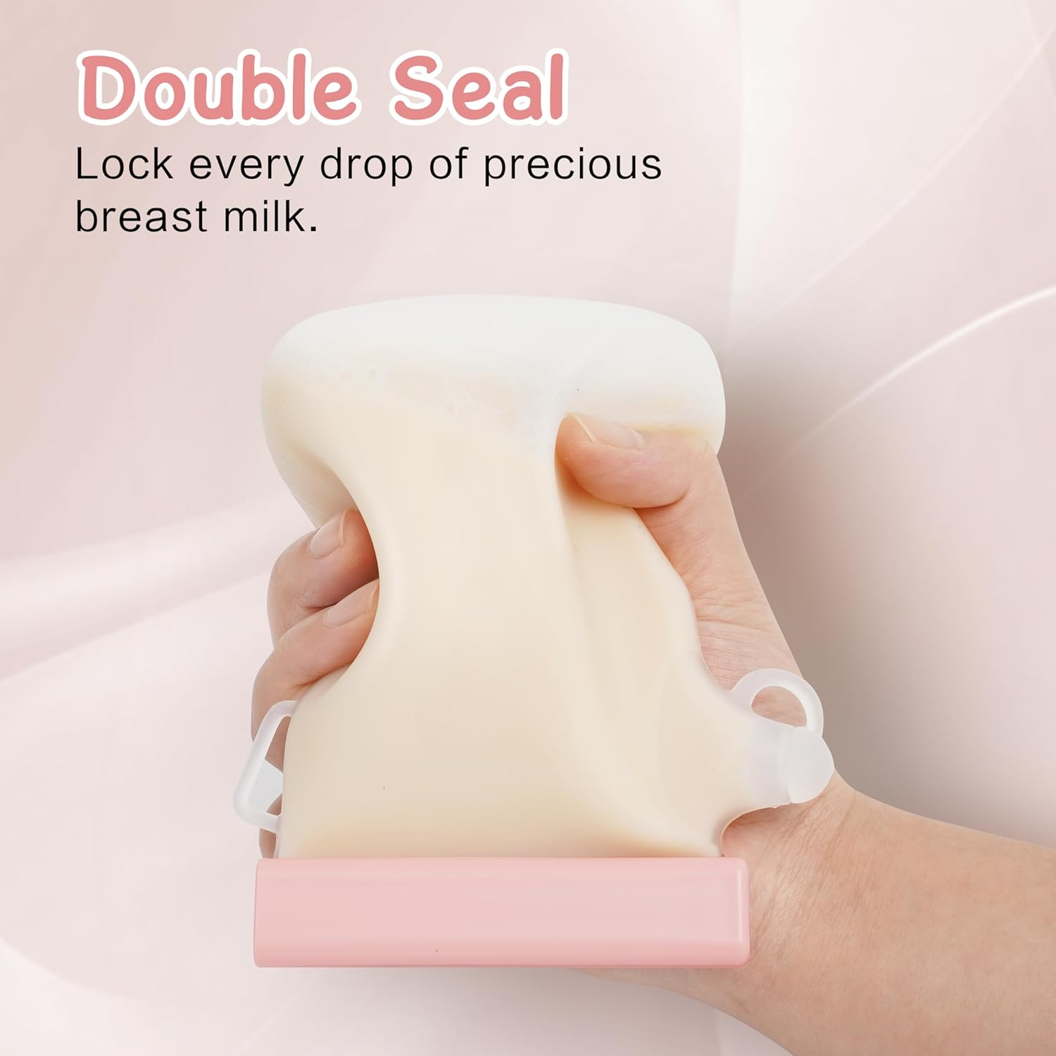 Silicone Breast Milk Bag, Reusable, 11 Oz/320Ml Double-Layer Leak Proof Breast Milk Freezer Bag, BPA Free Self Standing Breast Milk Bag, Suitable for Breastfeeding, Baby Food Bag (3Pieces) image number 1