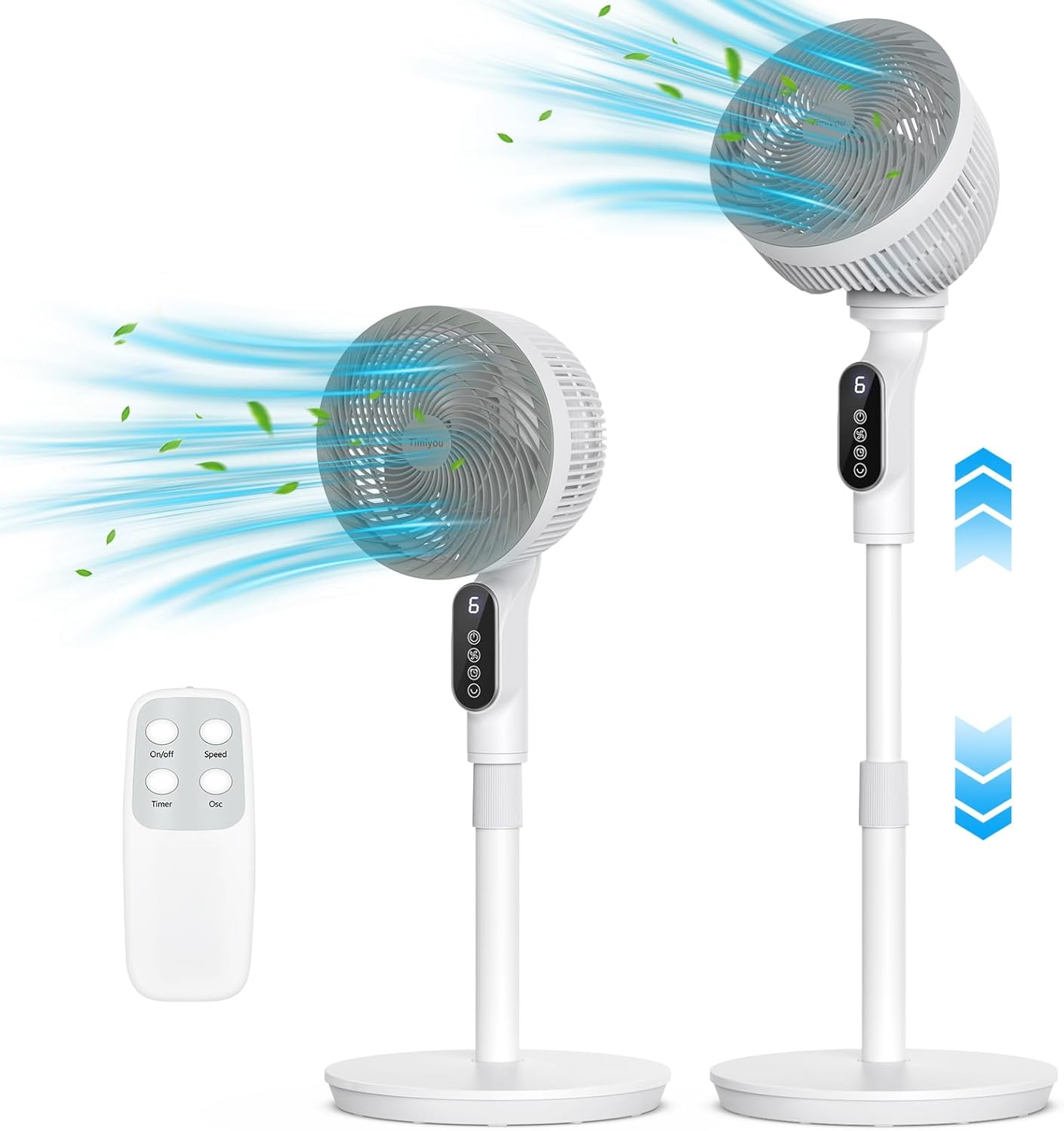 Pedestal Fan, 40'' Oscillating Standing Fan with Remote Control, Adjustable Height Air Circulation Floor Fan, Timer, 6 Speeds Adjustable Stand Fan for Home, Bedroom, Dormitory, Office image number 6