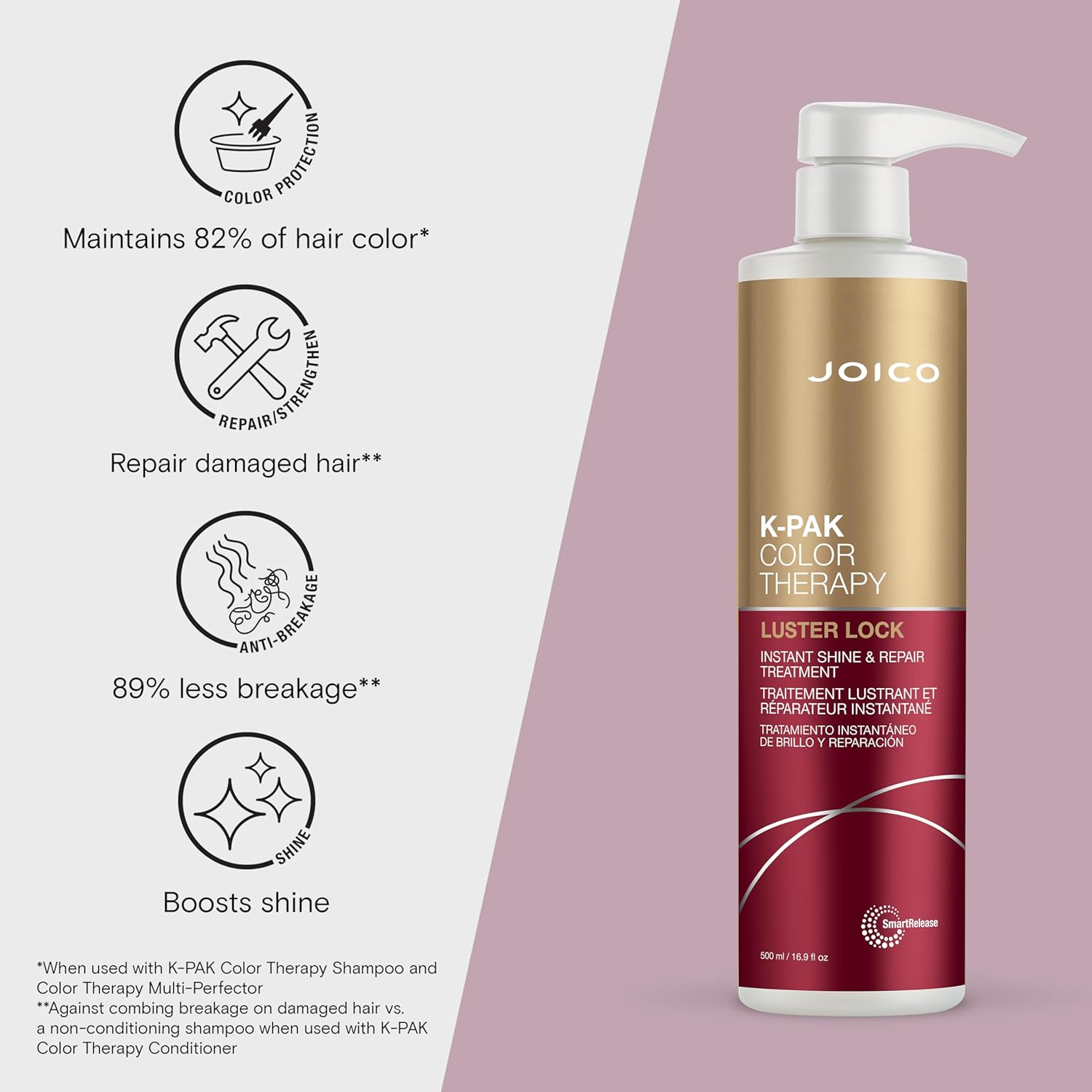 Joico K-Pak Color Therapy Luster Lock Instant Shine and Repair Treatment 500 Ml image number 2
