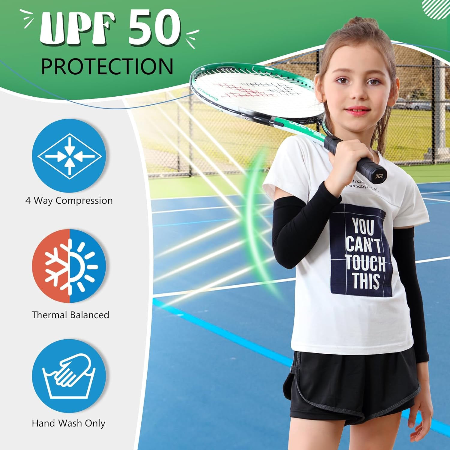 Kid Arm Sleeve 4 Pairs, Compression Arm Sleeve for Basketball Football Baseball Volleyball Youth Boy Girl Sports image number 5