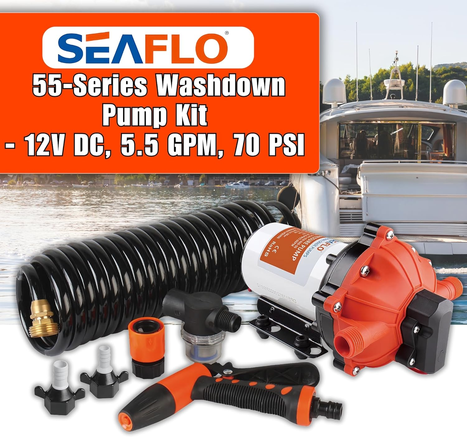 SEAFLO 55-Series Washdown Pump Kit - 12V DC, 5.2 GPM, 60 PSI image number 5