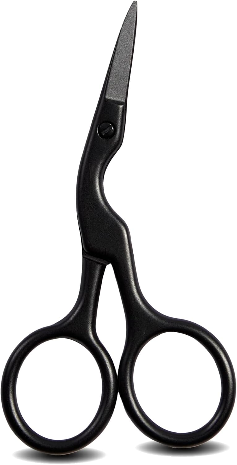 MIBELLA BEAUTY & CO Eyebrow Scissors and Beard Scissors with Small Short Edge and Perfect Angle for Highest Precision - Moustache Scissors for Trimming and Shaping - Black