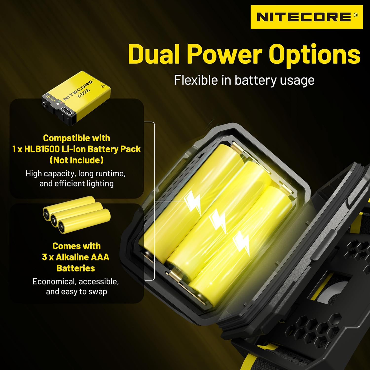 Nitecore HA23 UHE 600 Lumen MCT Outdoor Headlamp Multiple Color Temperatures Lightweight AAA Headlight Tag (Black) - Green image number 5