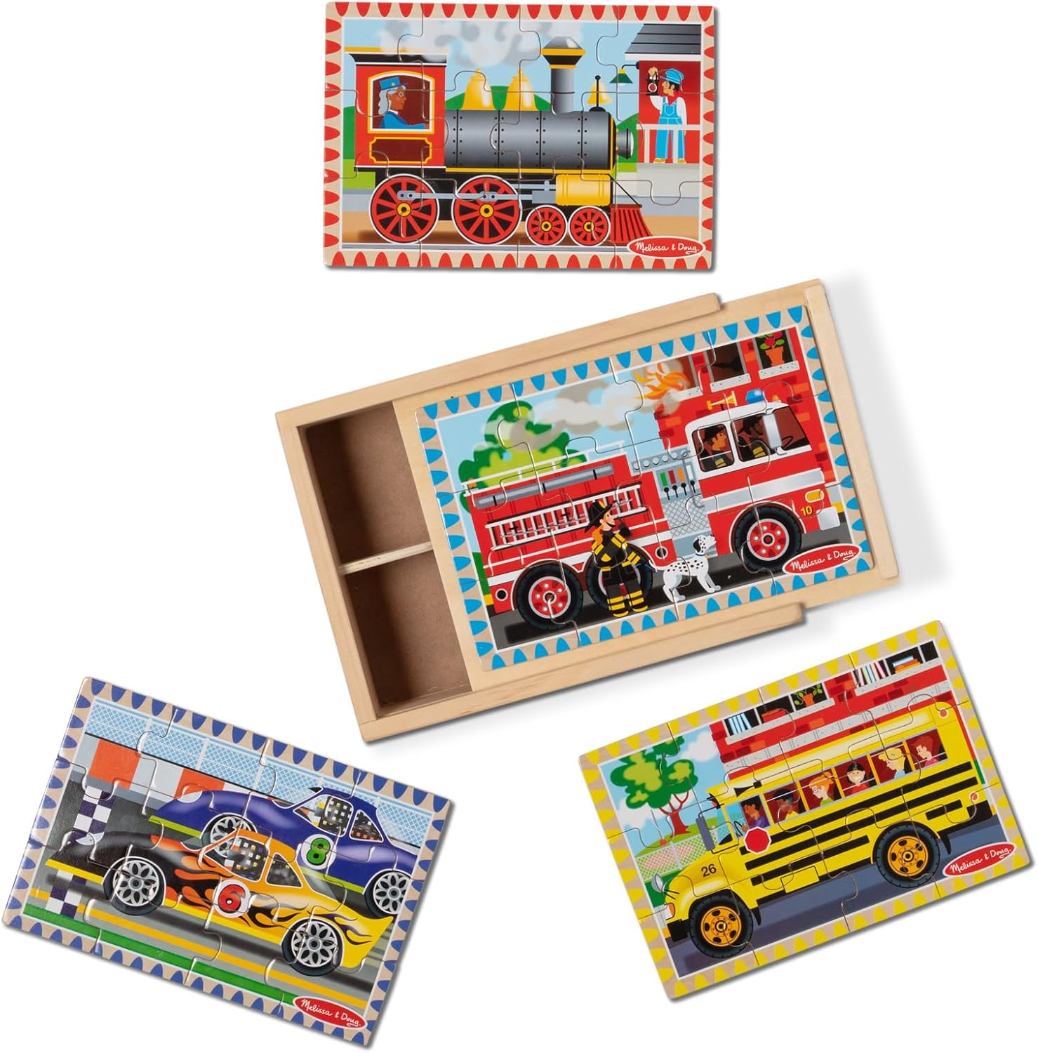 Melissa & Doug Vehicle Puzzles in a Box | Puzzles | Wooden Toy | 3+ | Boy or Girl image number 3