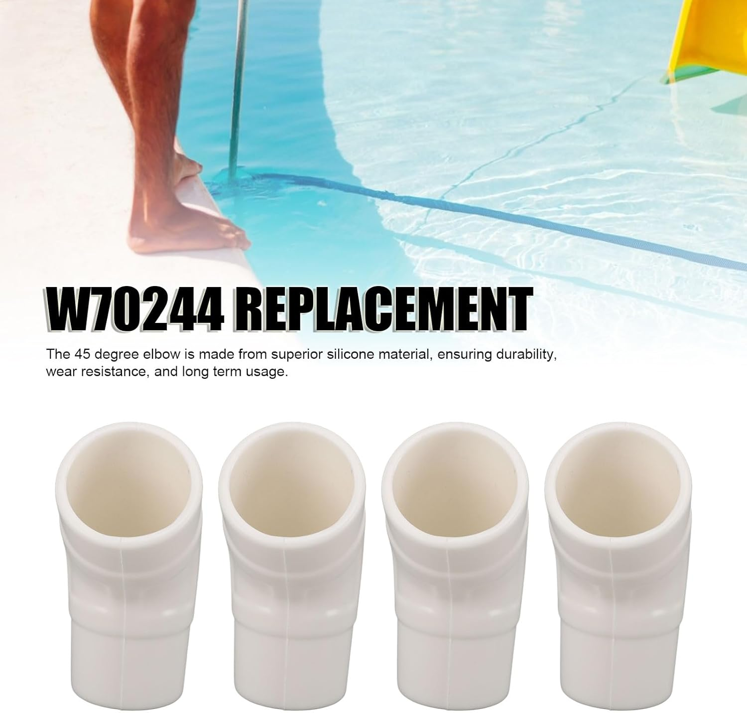 TOPINCN 4 PCS Pool Cleaner Elbows 45 Degree, Pool Vacuum Pipe Connector, Silicone Replacement Parts W70244 for Zodiac Baracudas G2 G3 G4, Maintenance Accessory Kit image number 5