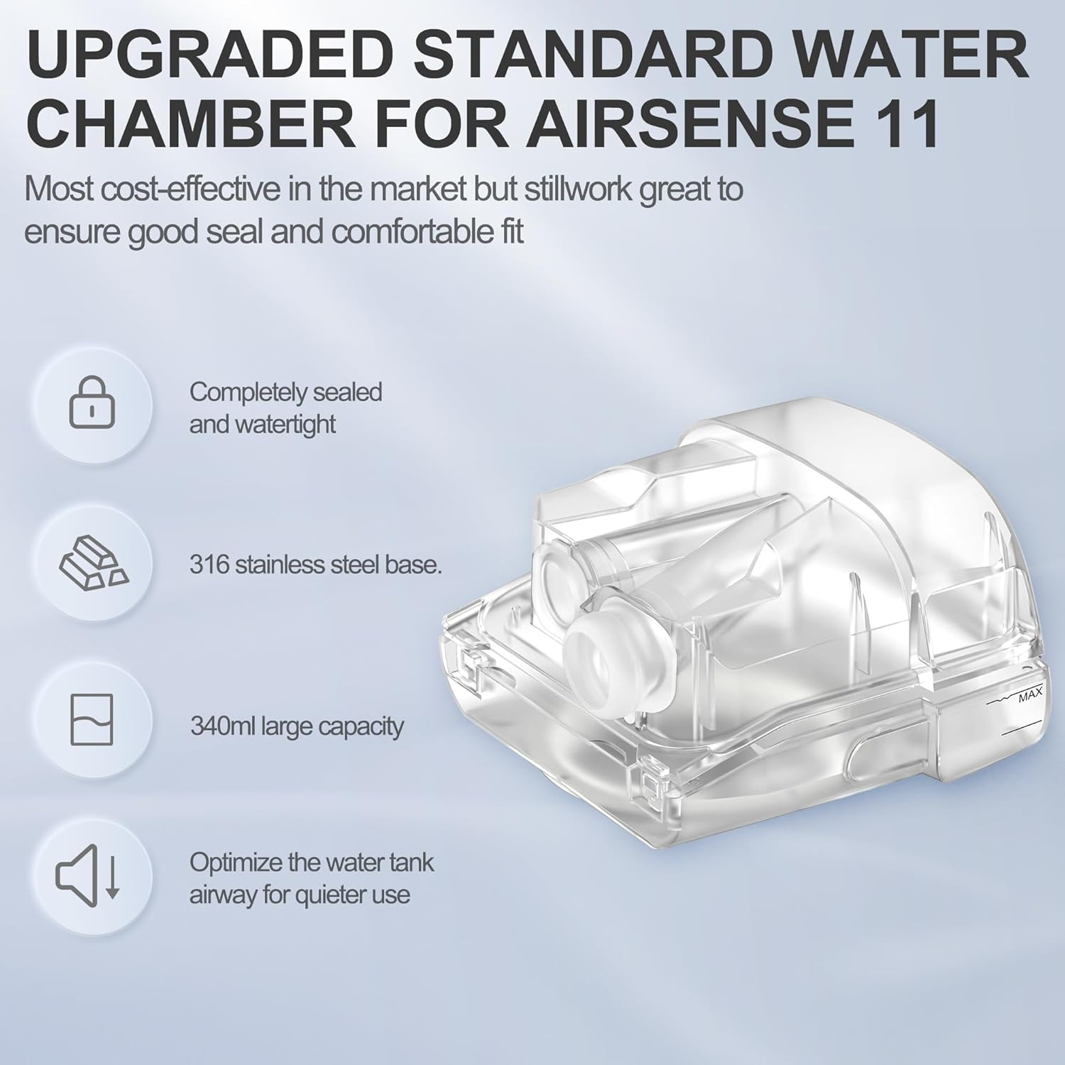Replacement Water Chamber for Airsense 11, Improved Version Standard Tub, Supplied by Airsmart