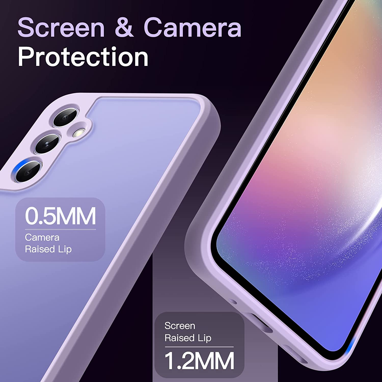 Jetech Matte Case for Samsung Galaxy A54 5G 6.4-Inch, Frosted Translucent Back Protective Slim Phone Cover, Anti-Fingerprints (Lilac) - Black image number 3