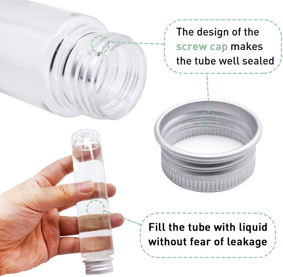 Ysyaxsyt 24 Pcs 110Ml Test Tubes,Clear Plastic Test Tubes with Caps,Flat-Bottomed Bath Salt Containers for Candy,Gumball Candy