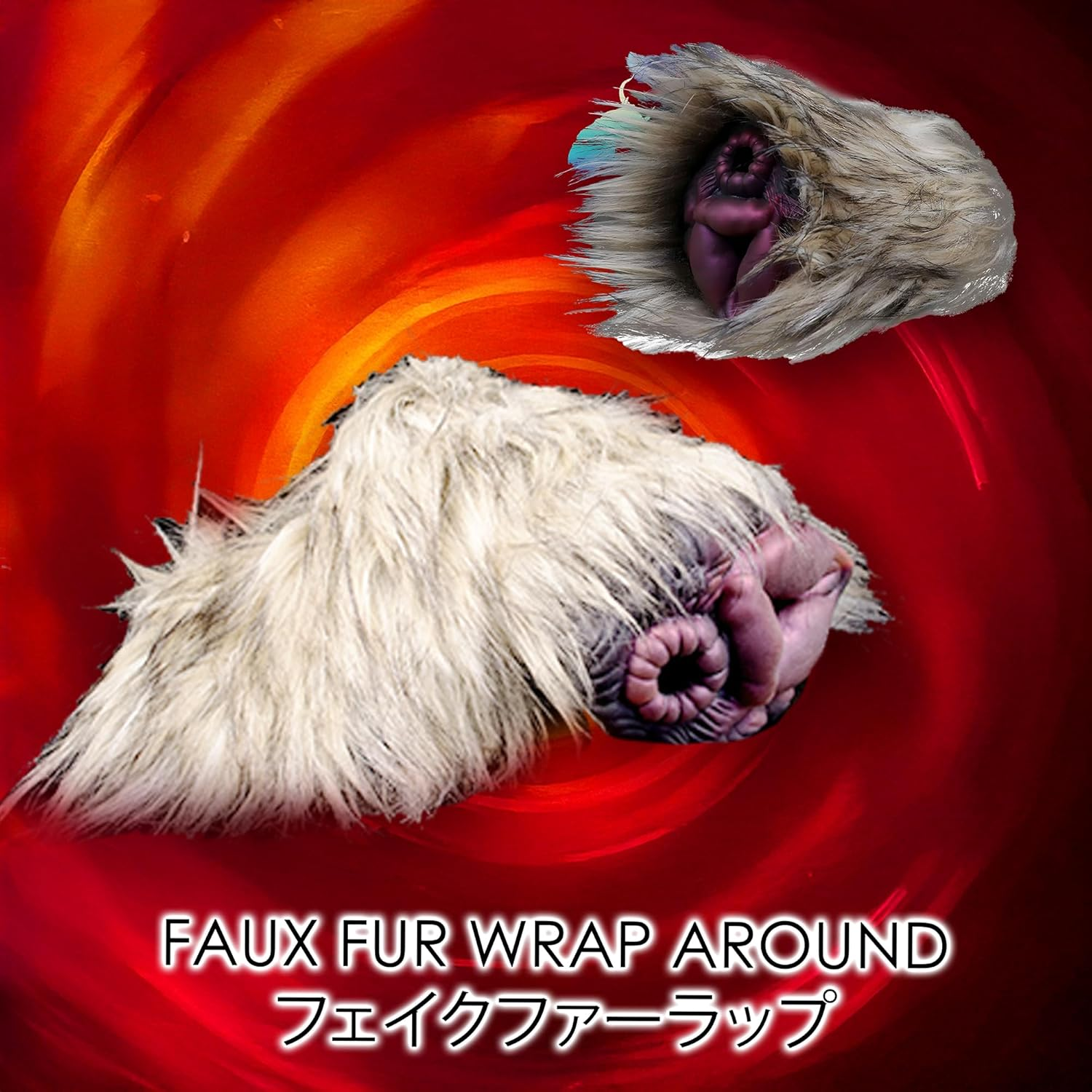 Male Masturbator Dual Hole Adult Toys Furry Masturbation Cup Faux-Fur Wrapped Onahole Pocket Masturbator Fluffy Flame Male Stroker Stimulation Sleeve for Men | OH-MO-008-F6177 image number 3