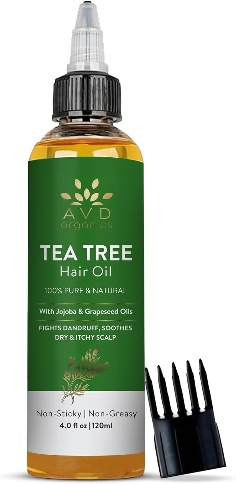 AVD Organics Tea Tree Hair Oil 120 ML | 100% Pure and Natural Tea Tree Hair Oil | Soothes Itchy Scalp | Moisturize Skin Strengthen Hair | Ideal for Both Men and Women | 4 Fl Oz image number 4