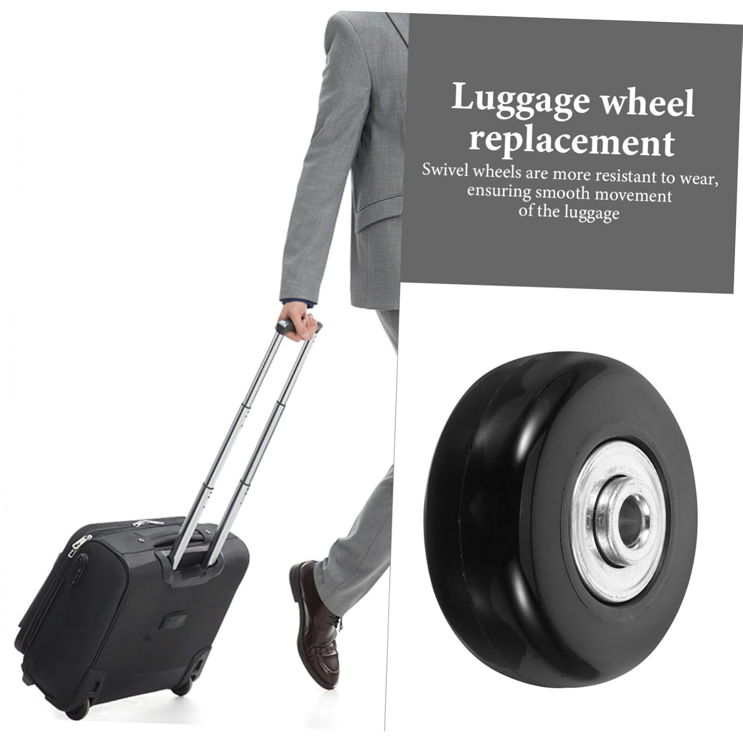 OKUMEYR 2Pcs Universal Replacement Luggage Wheels Rubber Casters 45X18Mm Small Suitcase Repair Kit for Travel Suitcases and Trolley Bags image number 3