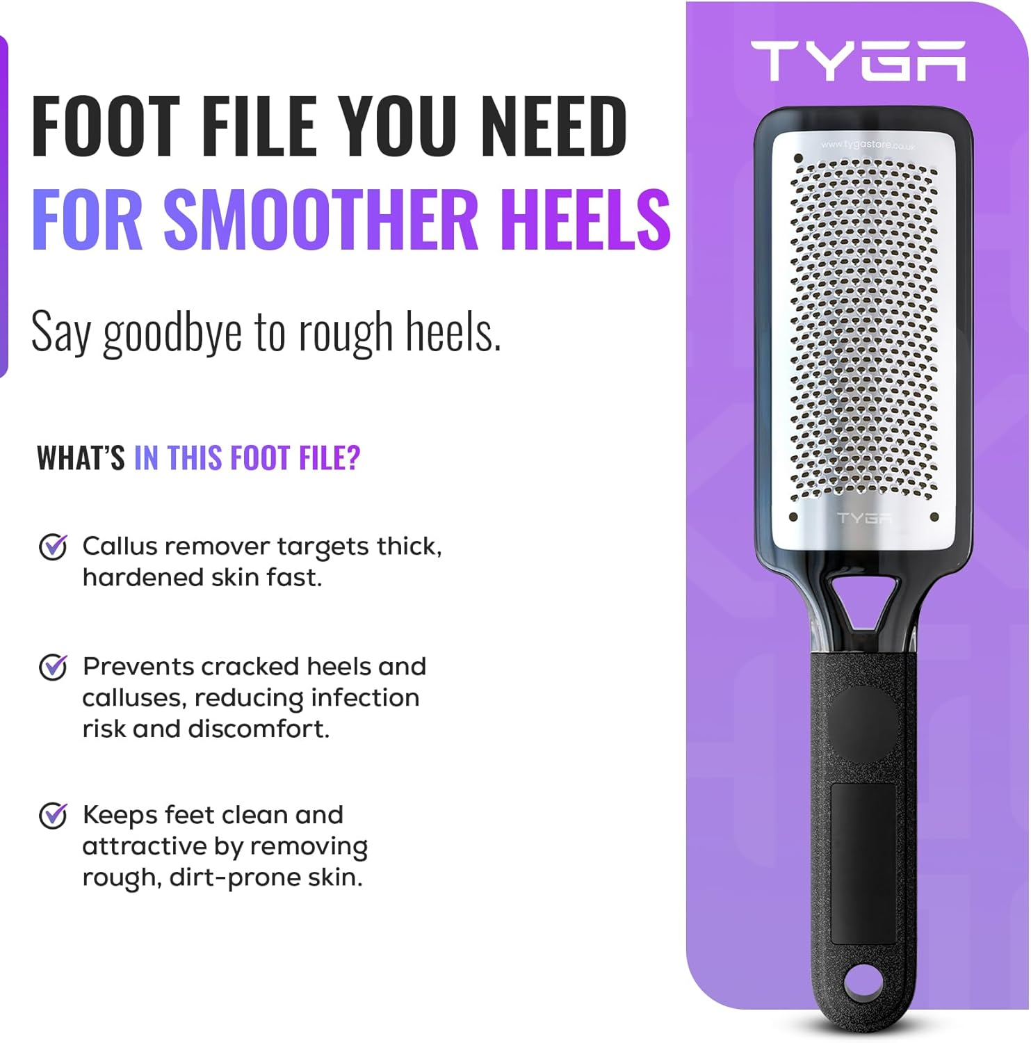 TYGA Foot Rasp Foot File and Callus Remover - Pedicure Tool for Removing Dead Skin, Feet Hard Skin Remover, Foot Scraper, Can Be Used on Both Wet and Dry Feet image number 5